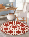Lattice Gardens Collection Area Rug -  Greenhedge Round Dark Terracotta  lifestyle 56