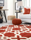 Lattice Gardens Collection Area Rug -  Greenhedge Round Dark Terracotta  lifestyle 60