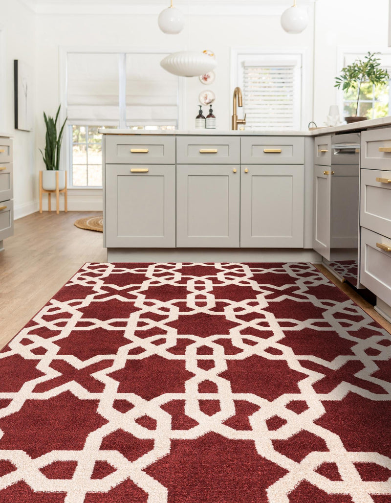 Lattice Gardens Collection Area Rug -  Greenhedge Rectangle Dark Terracotta  lifestyle 13