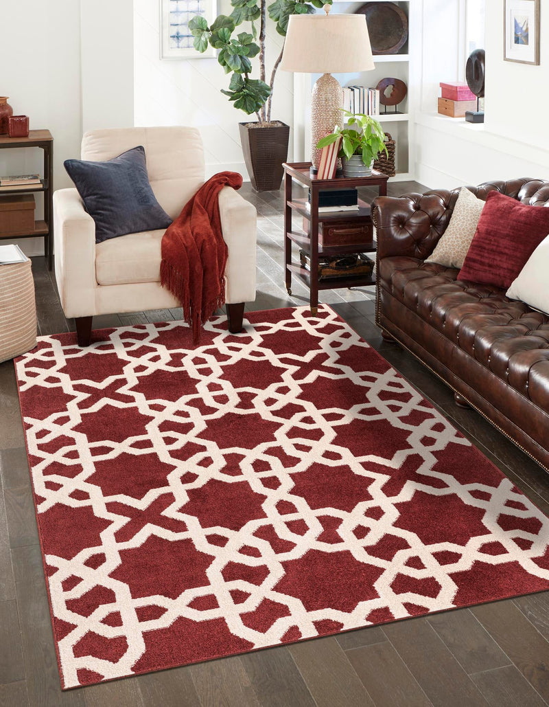 Lattice Gardens Collection Area Rug -  Greenhedge Rectangle Dark Terracotta  lifestyle 19