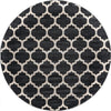 Lattice Gardens Collection Area Rug -  Bloomfield (Black) Round Black  lifestyle 14