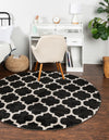 Lattice Gardens Collection Area Rug -  Bloomfield (Black) Round Black  lifestyle 18