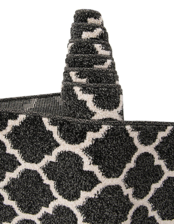 Lattice Gardens Collection Area Rug -  Bloomfield (Black) Rectangular Black  lifestyle 76
