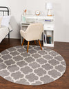 Lattice Gardens Collection Area Rug -  Bloomfield (Dark Gray) Round Dark Gray  lifestyle 18