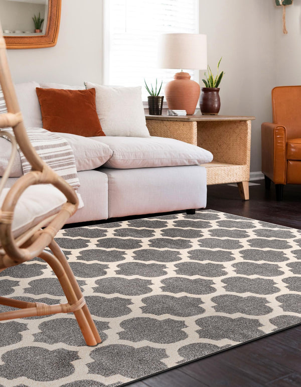 Lattice Gardens Collection Area Rug -  Bloomfield (Dark Gray) Rectangular Dark Gray  lifestyle 53