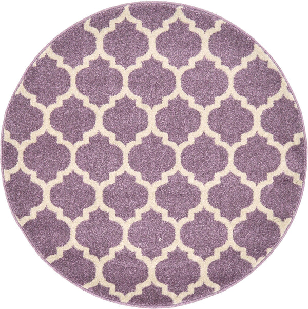 Lattice Gardens Collection Area Rug -  Bloomfield (Light Violet) Round Light Violet  lifestyle 2