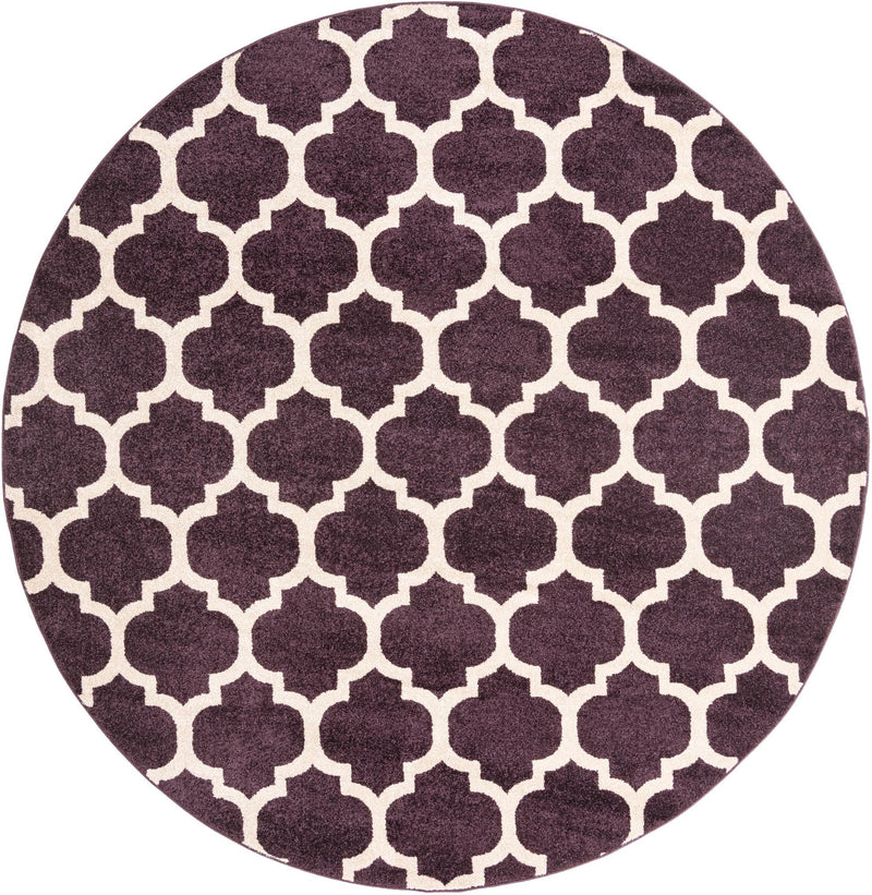 Lattice Gardens Collection Area Rug -  Bloomfield (Purple) Round Purple  lifestyle 14