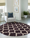 Lattice Gardens Collection Area Rug -  Bloomfield (Purple) Round Purple  lifestyle 33