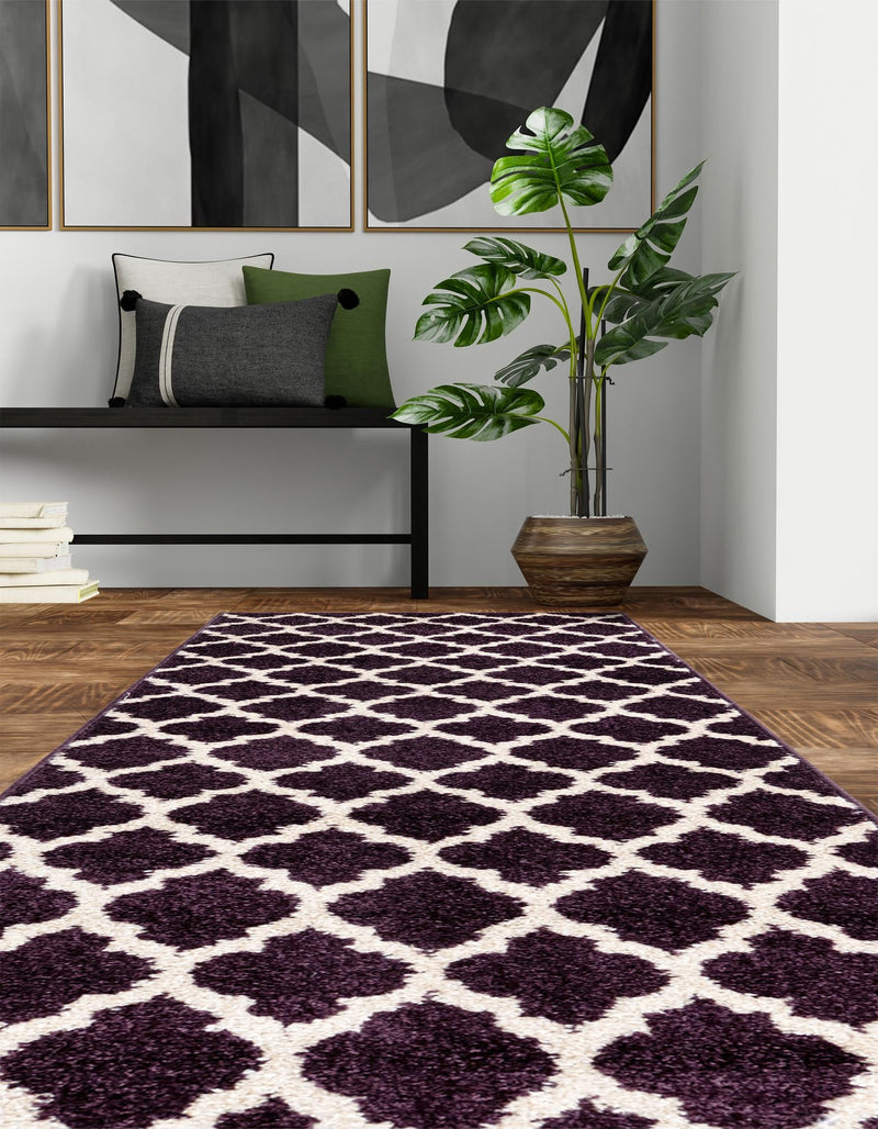 Lattice Gardens Collection Area Rug -  Bloomfield (Purple) Runner Purple  lifestyle 26