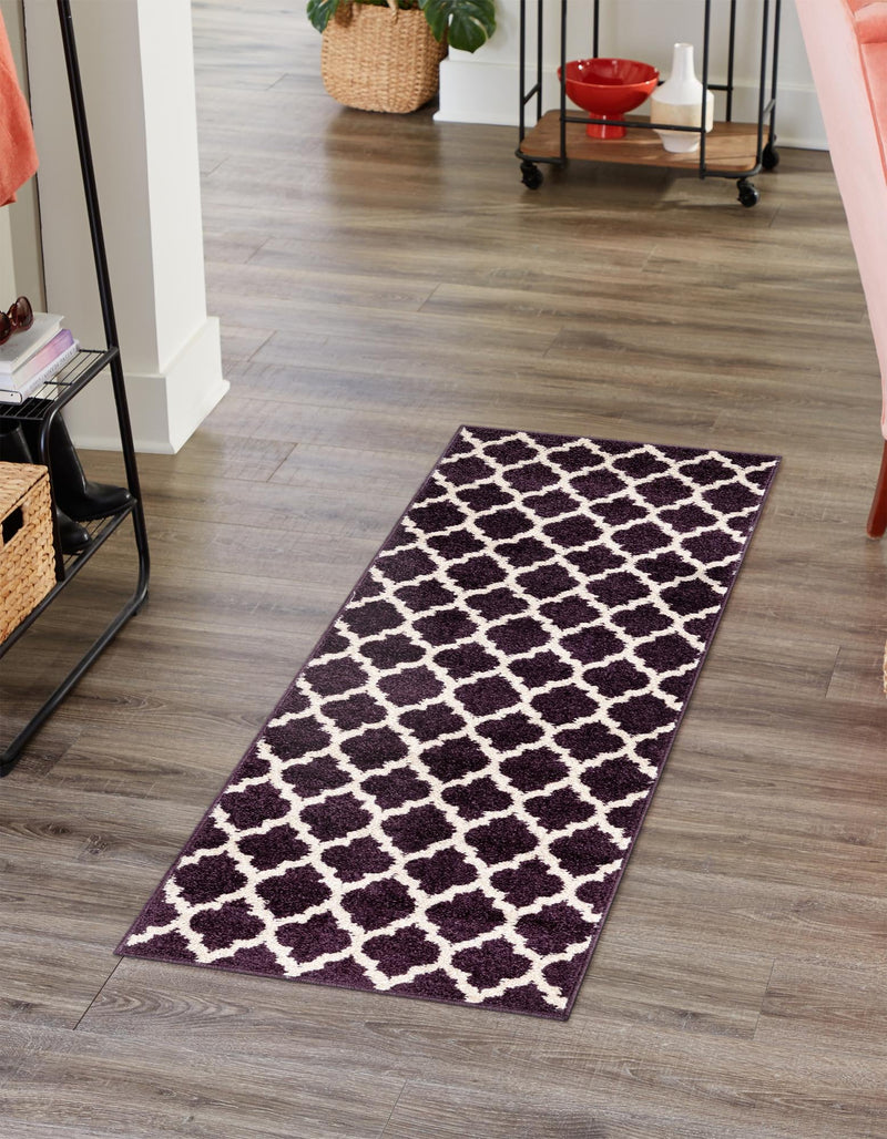Lattice Gardens Collection Area Rug -  Bloomfield (Purple) Runner Purple  lifestyle 31