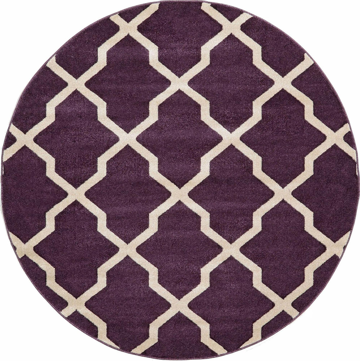 Lattice Gardens Collection Area Rug -  Floratown Round Dark Violet  lifestyle 25