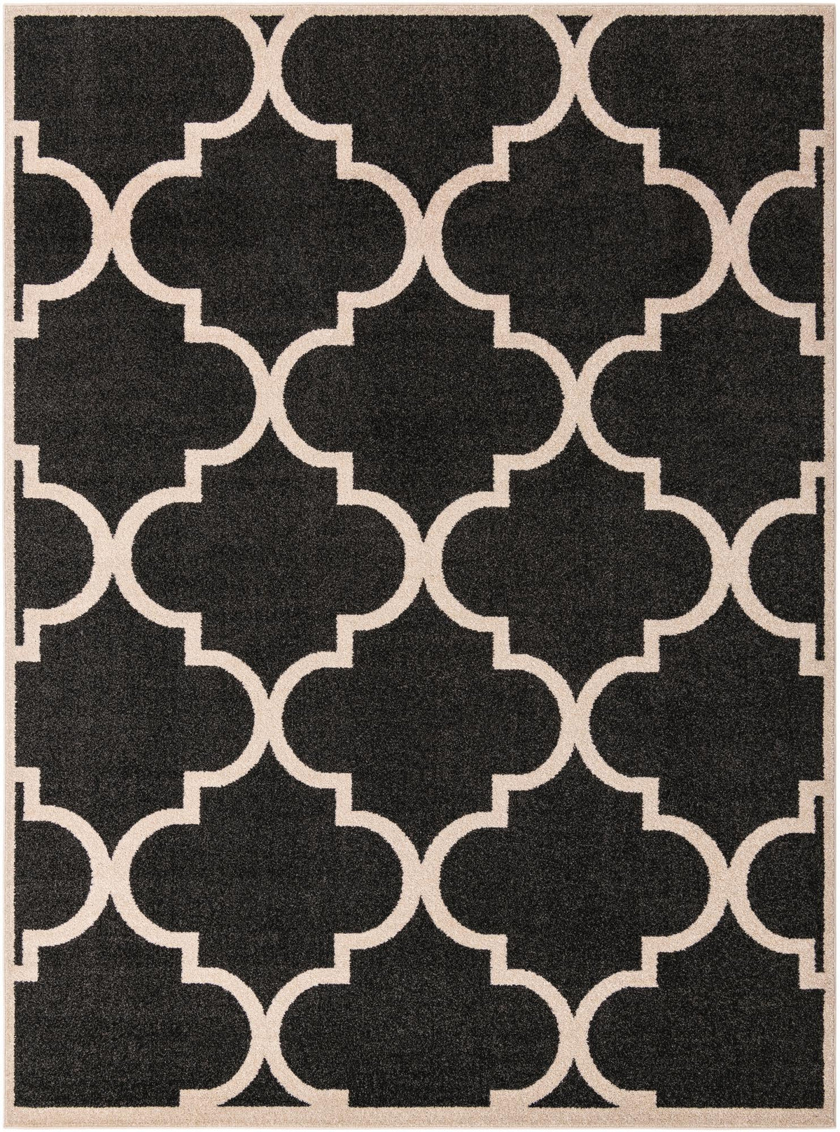 Lattice Gardens Collection Area Rug -  Espaliera Rectangle Black and White  lifestyle 5