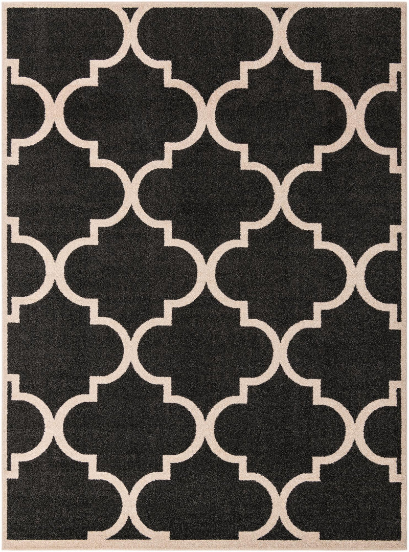 Lattice Gardens Collection Area Rug -  Espaliera Rectangle Black and White  lifestyle 5