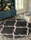 Lattice Gardens Collection Area Rug -  Espaliera Round Black and White  lifestyle 112