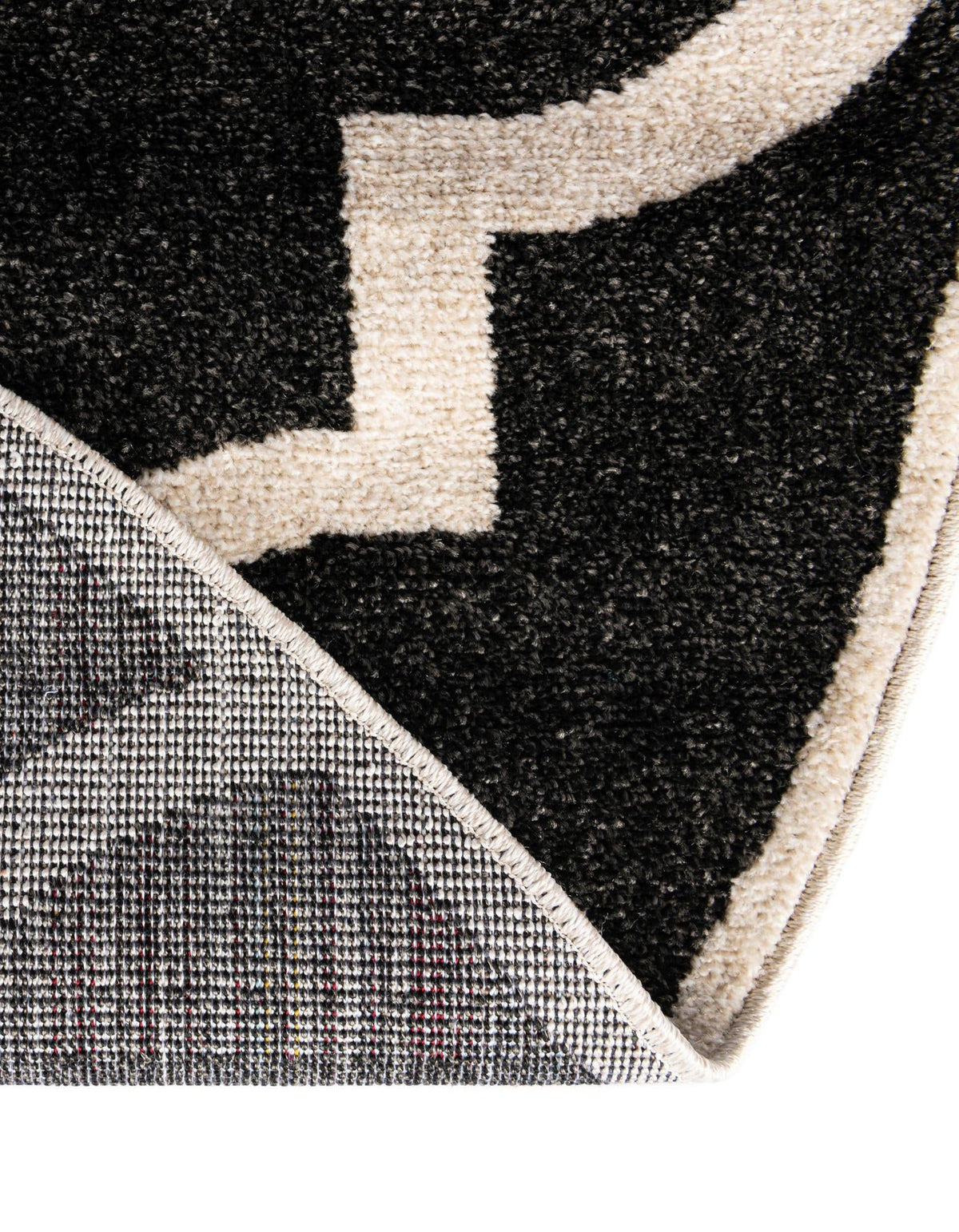 Lattice Gardens Collection Area Rug -  Espaliera Round Black and White  lifestyle 214
