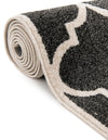 Lattice Gardens Collection Area Rug -  Espaliera Round Black and White  lifestyle 220