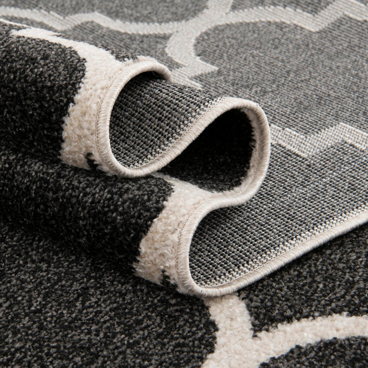 Lattice Gardens Collection Area Rug -  Espaliera Rectangle Black and White  lifestyle 70