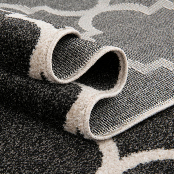 Lattice Gardens Collection Area Rug -  Espaliera Rectangle Black and White  lifestyle 70