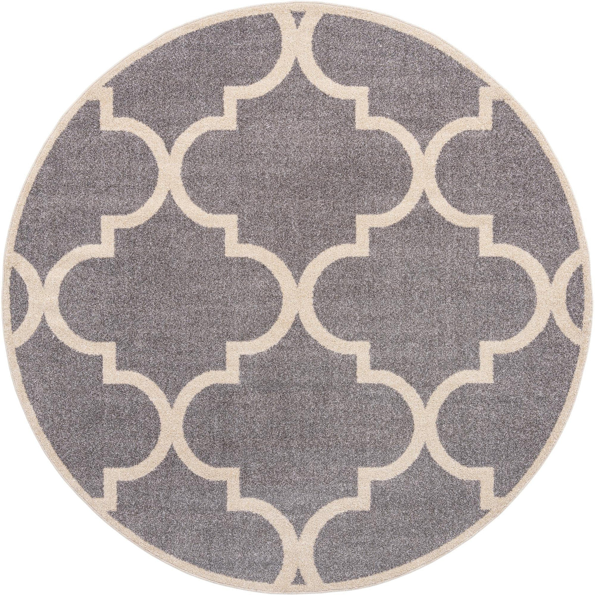 Lattice Gardens Collection Area Rug -  Espaliera Round Gray  lifestyle 125