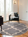 Lattice Gardens Collection Area Rug -  Espaliera Round Gray  lifestyle 113