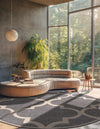 Lattice Gardens Collection Area Rug -  Espaliera Round Gray  lifestyle 174