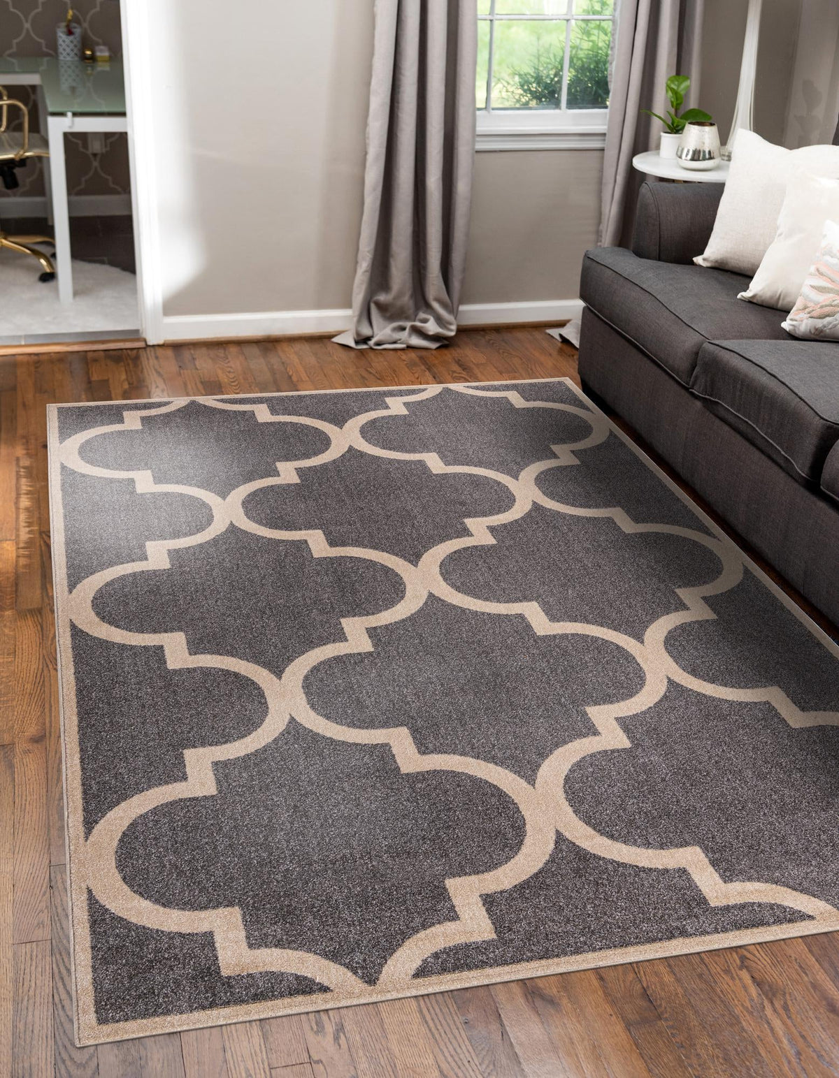 Lattice Gardens Collection Area Rug -  Espaliera Rectangle Gray  lifestyle 7