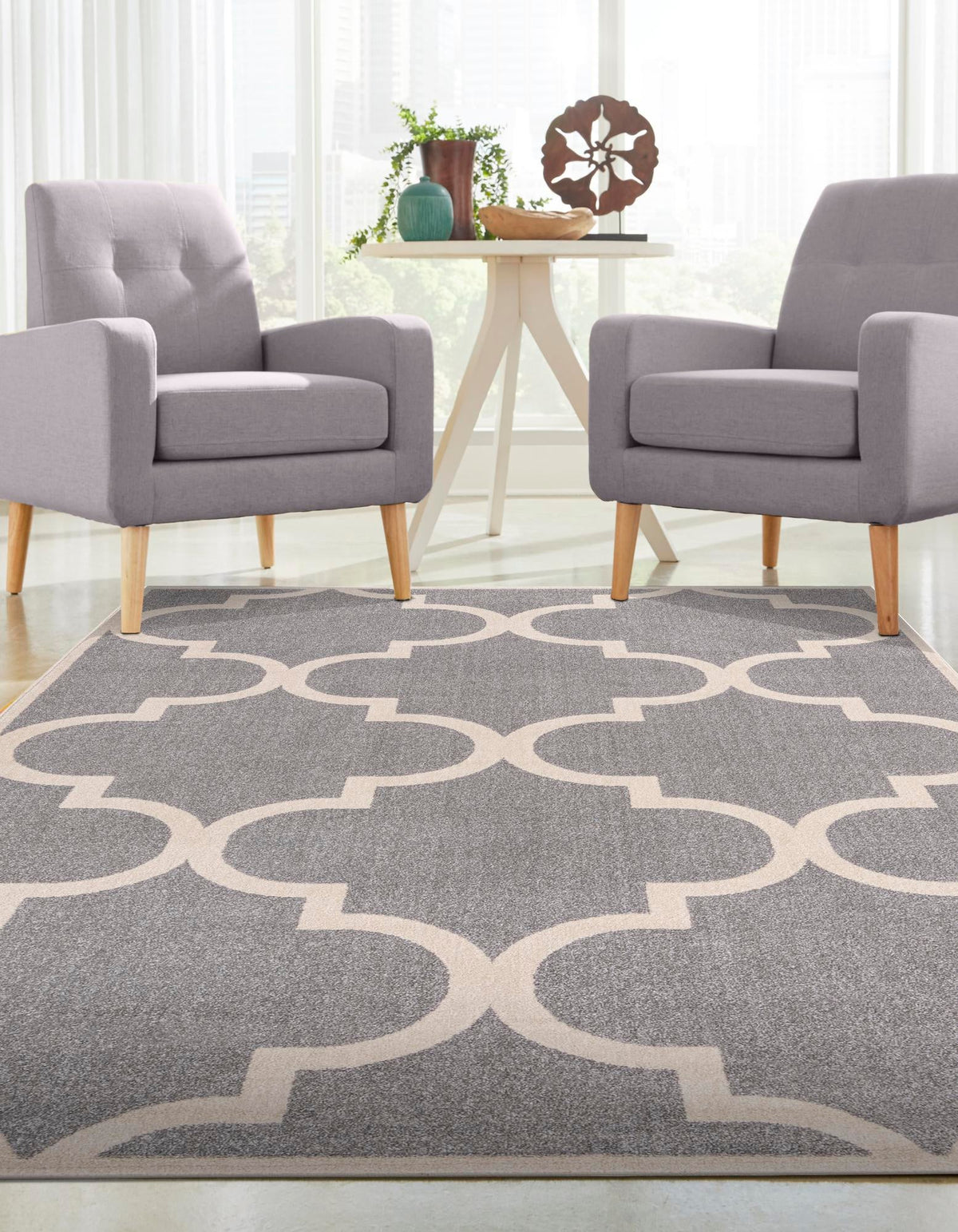 Lattice Gardens Collection Area Rug -  Espaliera Rectangle Gray  lifestyle 11