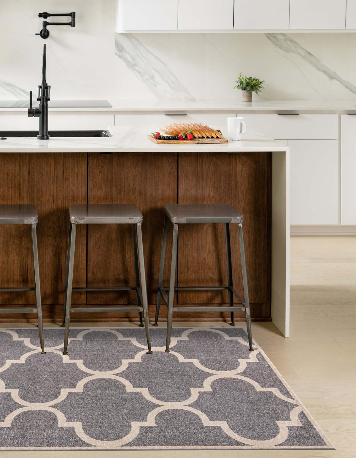 Lattice Gardens Collection Area Rug -  Espaliera Rectangle Gray  lifestyle 27