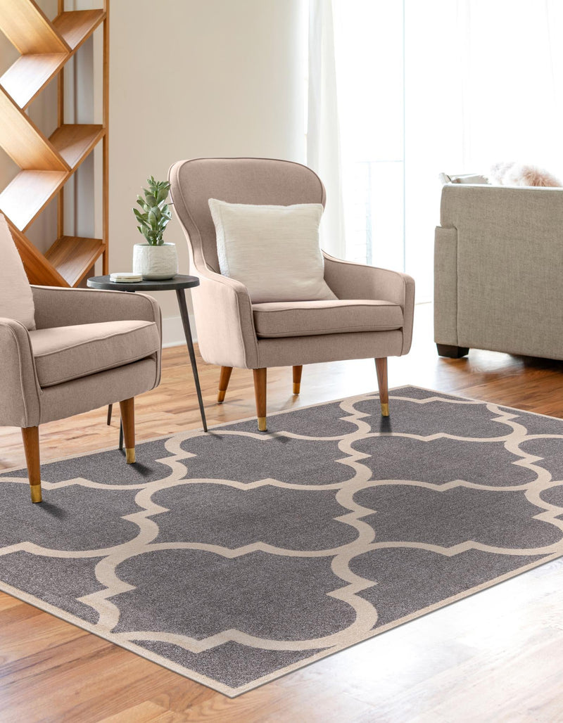 Lattice Gardens Collection Area Rug -  Espaliera Rectangle Gray  lifestyle 31
