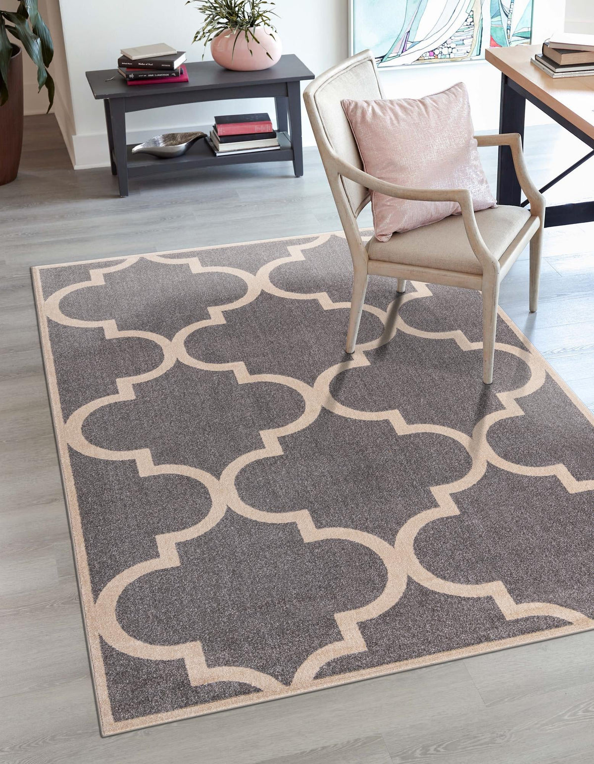 Lattice Gardens Collection Area Rug -  Espaliera Rectangle Gray  lifestyle 35
