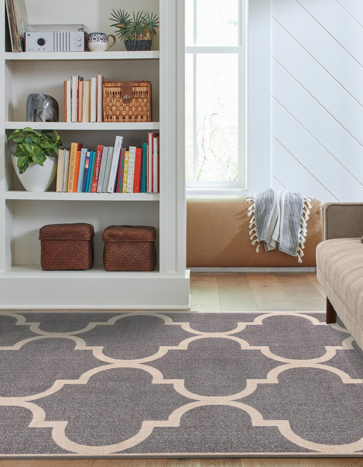 Lattice Gardens Collection Area Rug -  Espaliera Rectangle Gray  lifestyle 39