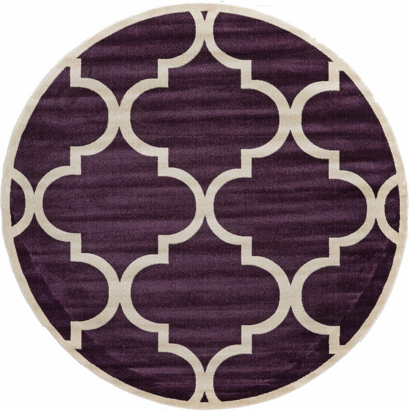 Lattice Gardens Collection Area Rug -  Rosarium Round Purple  lifestyle 14