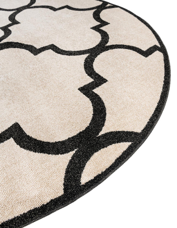 Lattice Gardens Collection Area Rug -  Espaliera Round Beige and Black  lifestyle 97