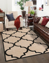 Lattice Gardens Collection Area Rug -  Espaliera Rectangle Beige and Black  lifestyle 6