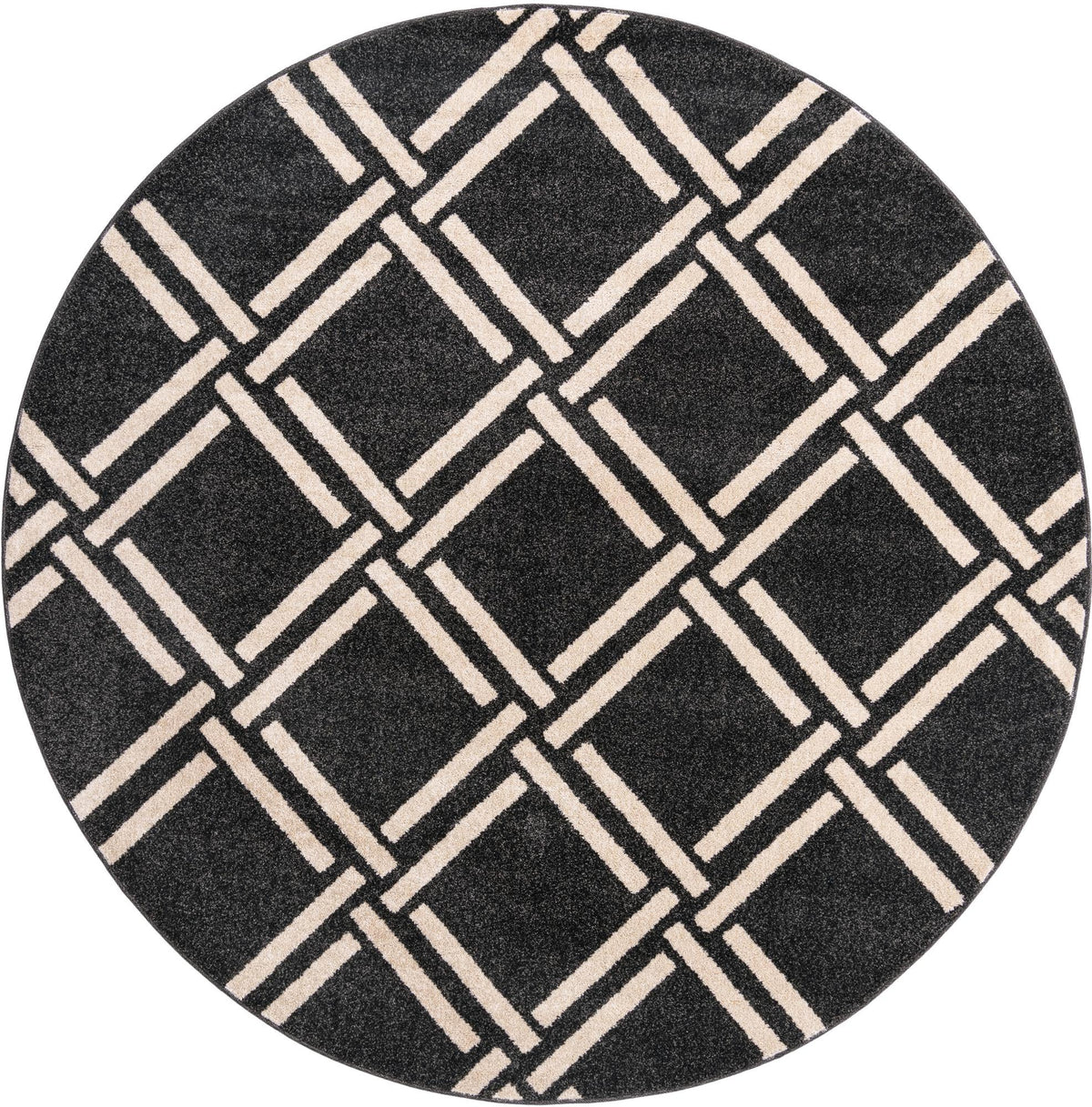 Lattice Gardens Collection Area Rug -  Gardenvale Round Black  lifestyle 32