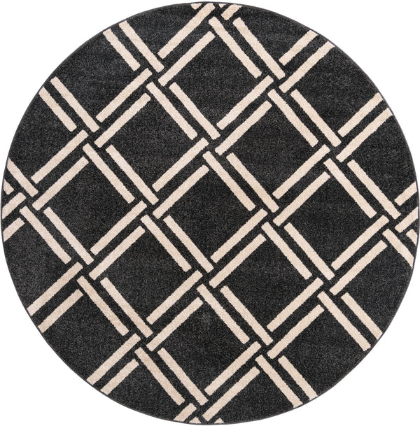 Lattice Gardens Collection Area Rug -  Gardenvale Round Black  lifestyle 32