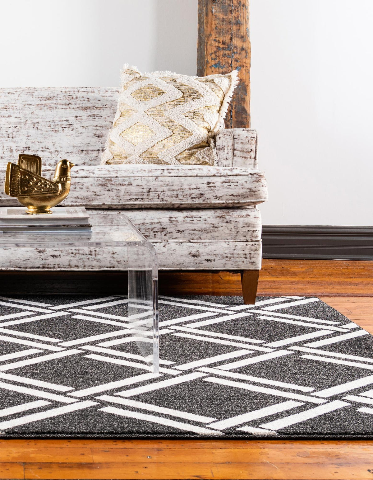 Lattice Gardens Collection Area Rug -  Gardenvale Rectangle Black  lifestyle 11