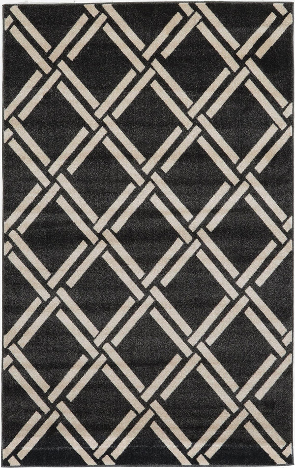 Lattice Gardens Collection Area Rug -  Gardenvale Rectangle Black  lifestyle 2