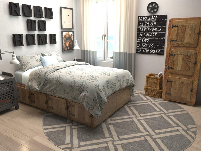 Lattice Gardens Collection Area Rug -  Gardenvale Round Gray  lifestyle 37