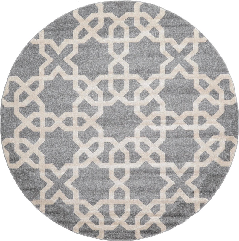 Lattice Gardens Collection Area Rug -  Espalierest Round Gray  lifestyle 11
