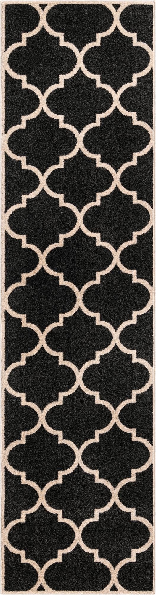Lattice Gardens Collection Area Rug -  Espaliera Runner Black and White  lifestyle 126