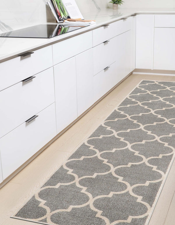 Lattice Gardens Collection Area Rug -  Espaliera Runner Gray  lifestyle 166