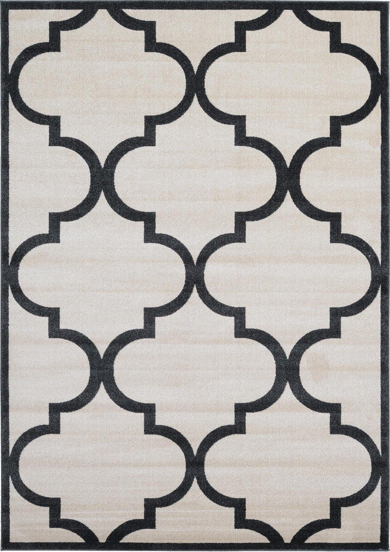 Lattice Gardens Collection Area Rug -  Espaliera Rectangle Beige and Black  lifestyle 2