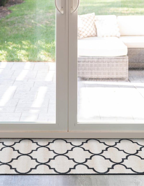 Lattice Gardens Collection Area Rug -  Espaliera Runner Beige and Black  lifestyle 96