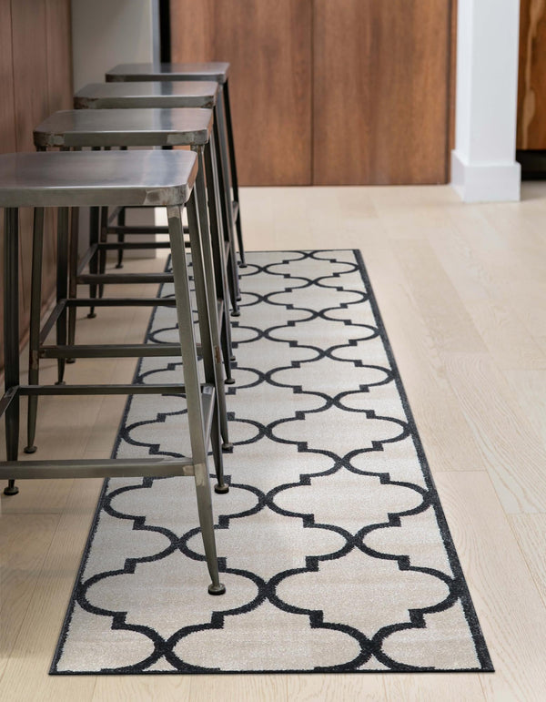 Lattice Gardens Collection Area Rug -  Espaliera Runner Beige and Black  lifestyle 101