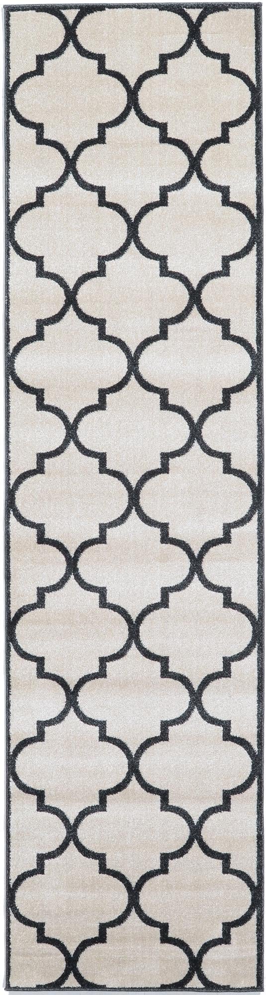 Lattice Gardens Collection Area Rug -  Espaliera Runner Beige and Black  lifestyle 66