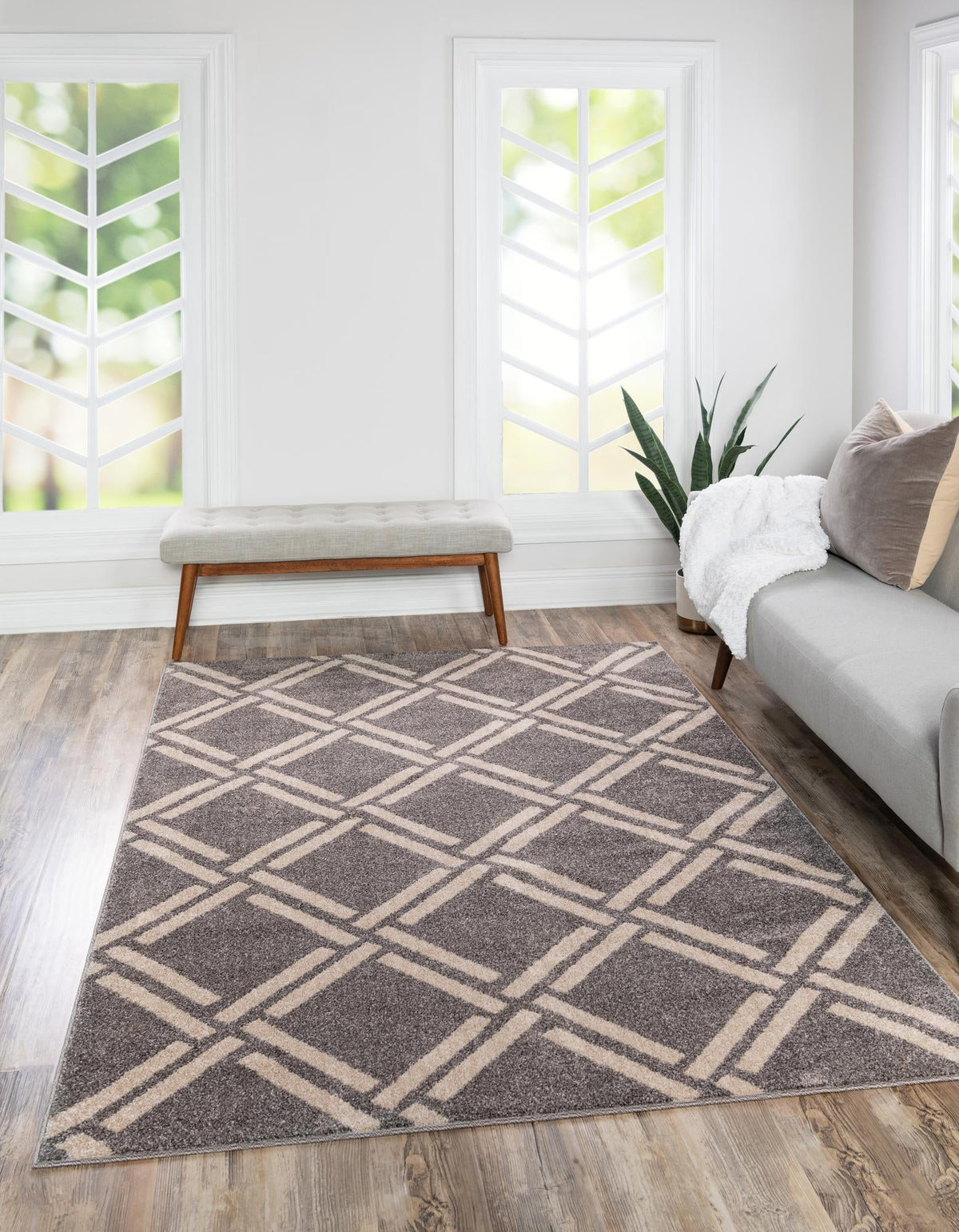 Lattice Gardens Collection Area Rug -  Gardenvale Rectangle Gray  lifestyle 6
