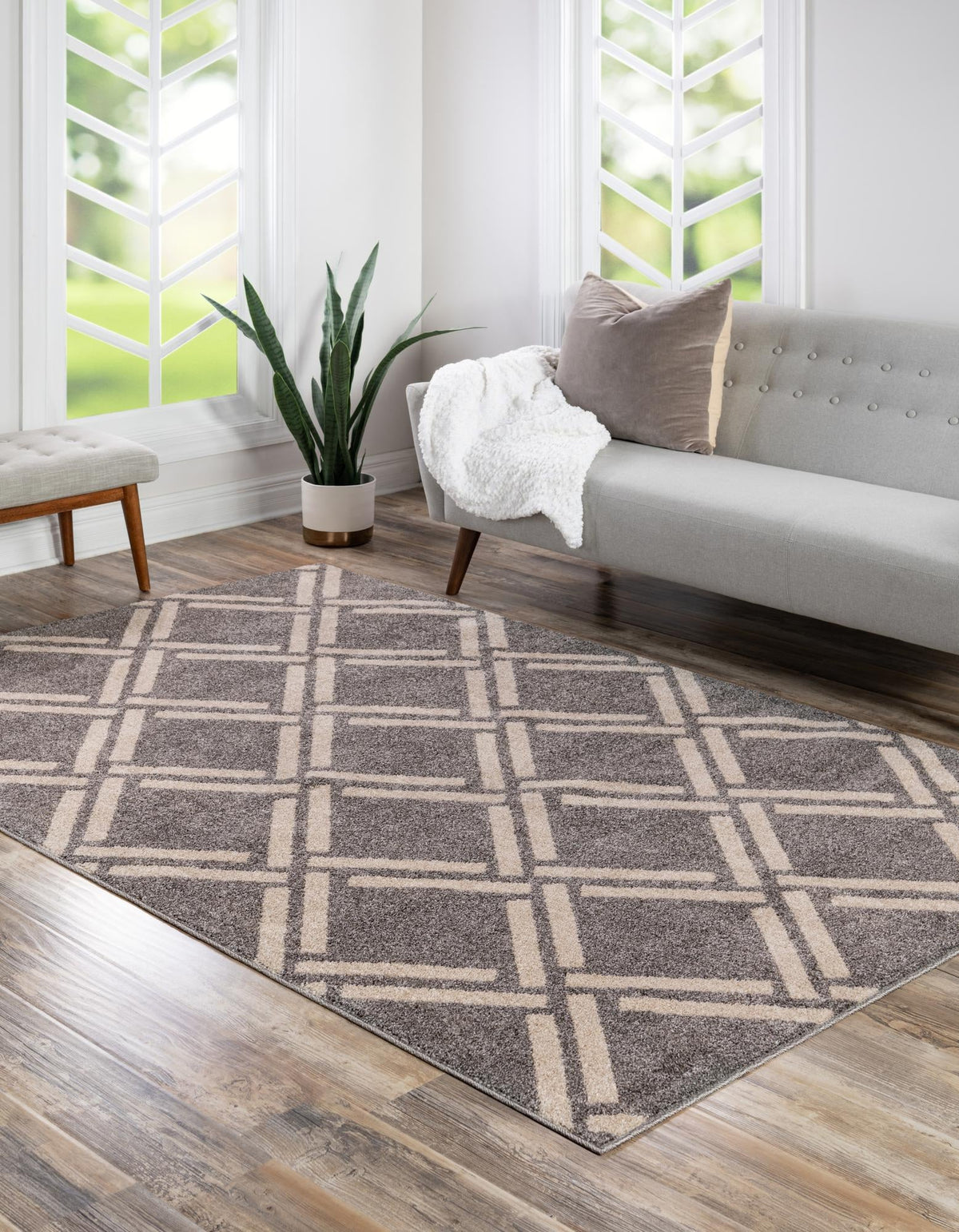 Lattice Gardens Collection Area Rug -  Gardenvale Rectangle Gray  lifestyle 9