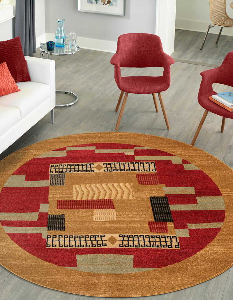 Zagros Oasis Collection Area Rug -  Izeh Round Rust Red  lifestyle 29