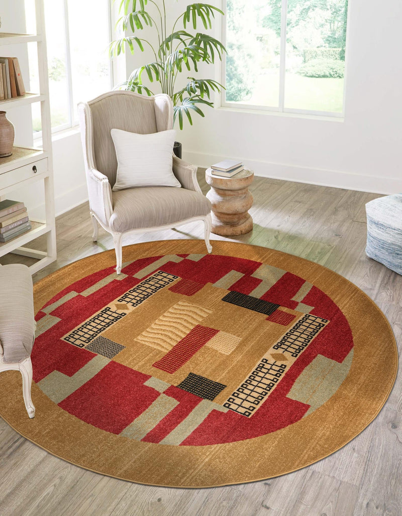 Zagros Oasis Collection Area Rug -  Izeh Round Rust Red  lifestyle 34